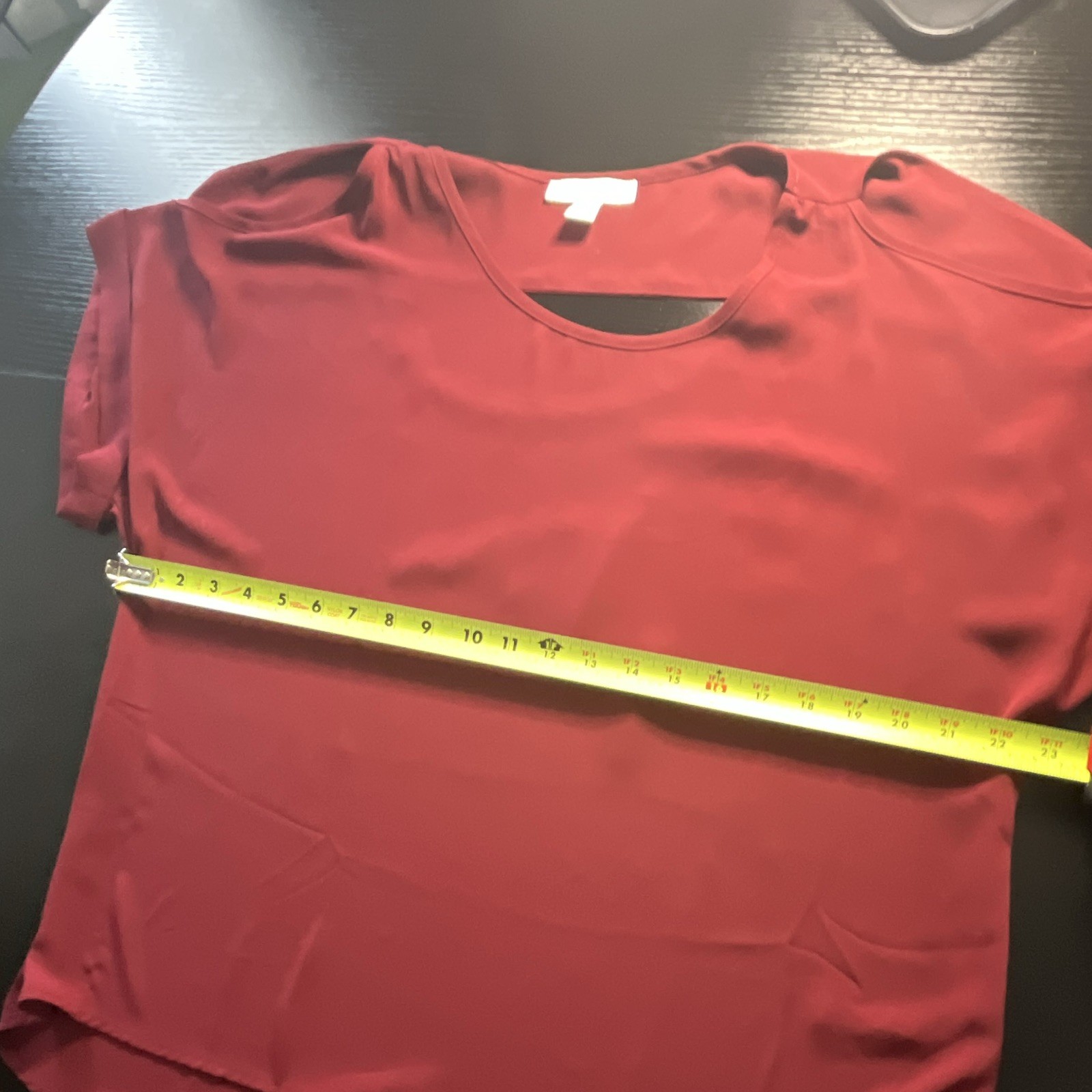 Maternity S Red Solid Round Neck Short Sleeve Polyester Pullover Blouse Top