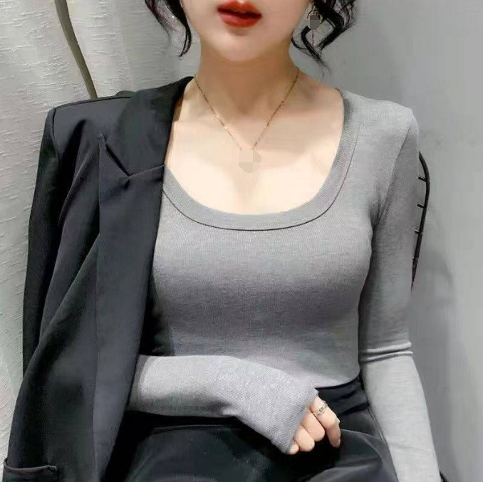 Ladies Solid Ribbed Basic Shirt Slim Low Cut Stretchy Blouse Tee Sexy Party Club