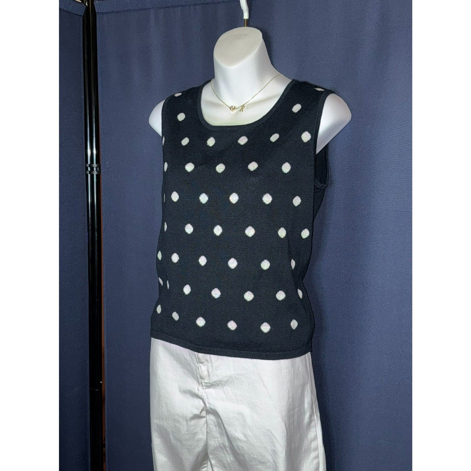 Bahari Group (BG) Polka Dot Knit Shell Top