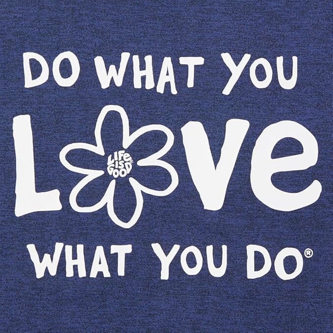 Medium NWT Women’s Life is Good Do What You Love Daisy LW Dk Blue Active Tee