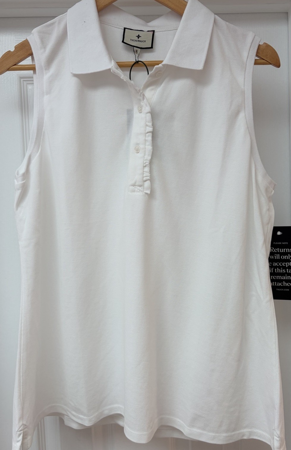 NEW Tuckernuck White Pique Cotton Polo Shirt Sleeveless XL Golf Tennis Collar