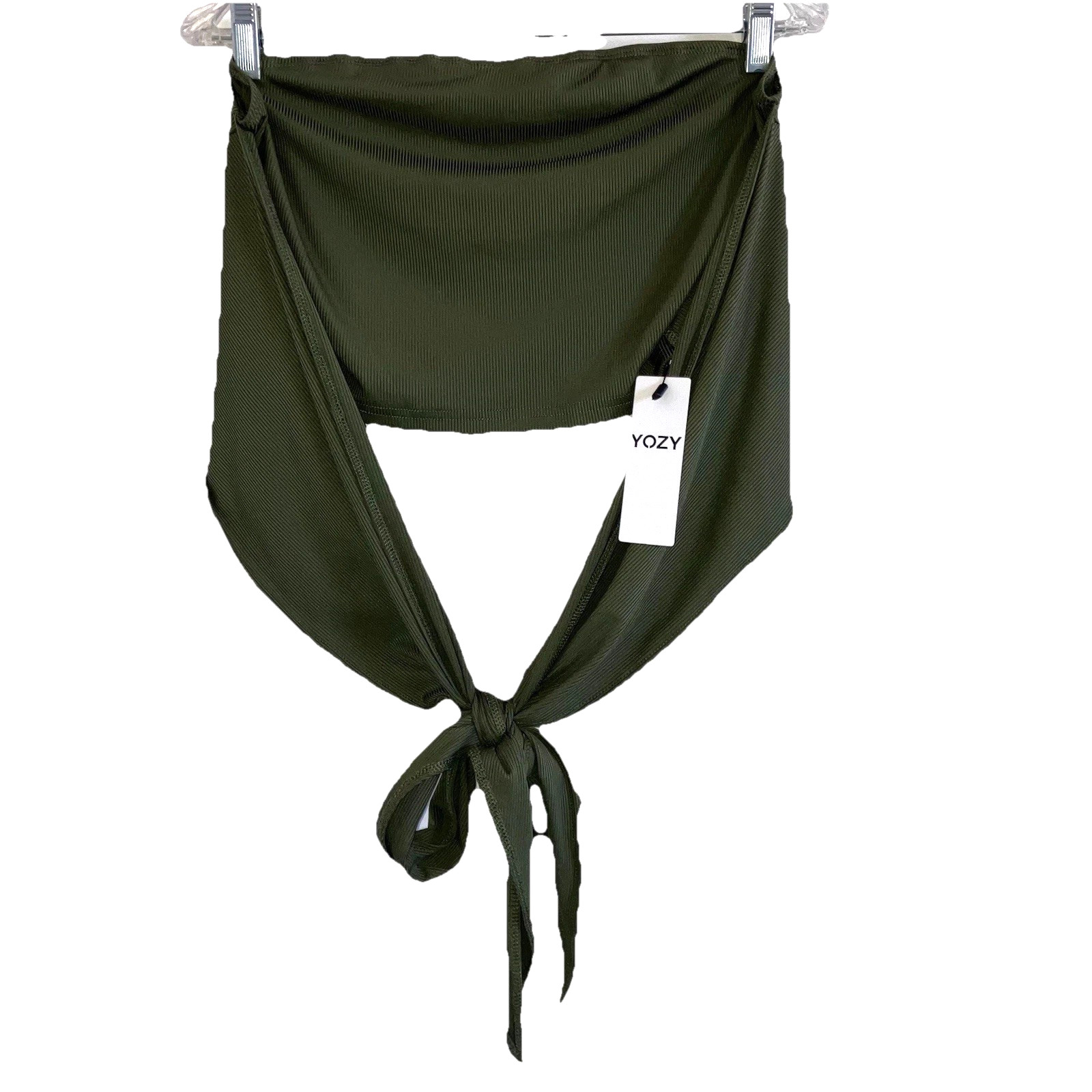 YOZY sz L Green Stretch Knit Tube Top Sleeveless Camisole Halter Bustier