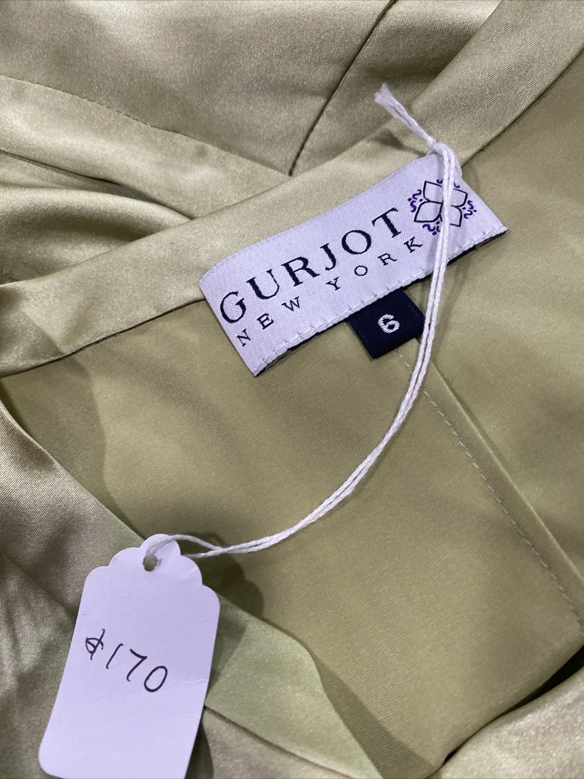 GURJOT New York Silk Sleveless Olive Green Top Size 6