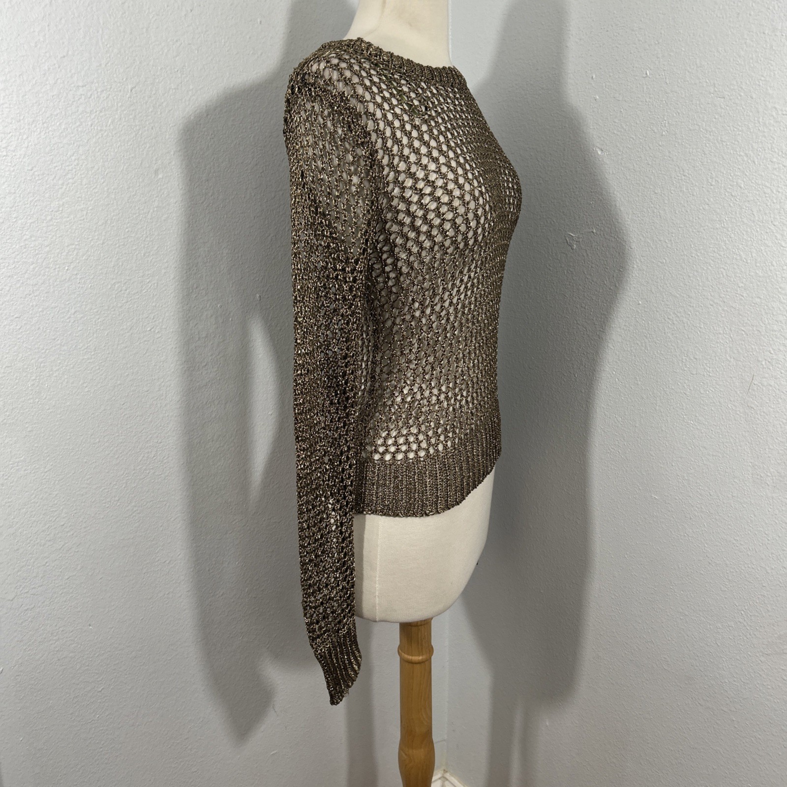 Love Sen Top Women S/M Metallic Fishnet Beach Granola Boho Cutaway Festival Y2K