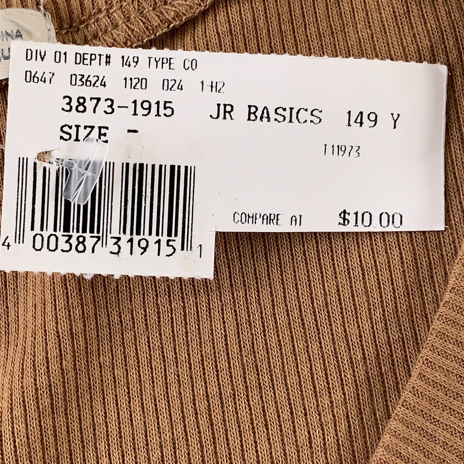 Active Basic Juniors Size Medium Camel Brown Ribbed Short Sleeve V Neck Tee NWT
