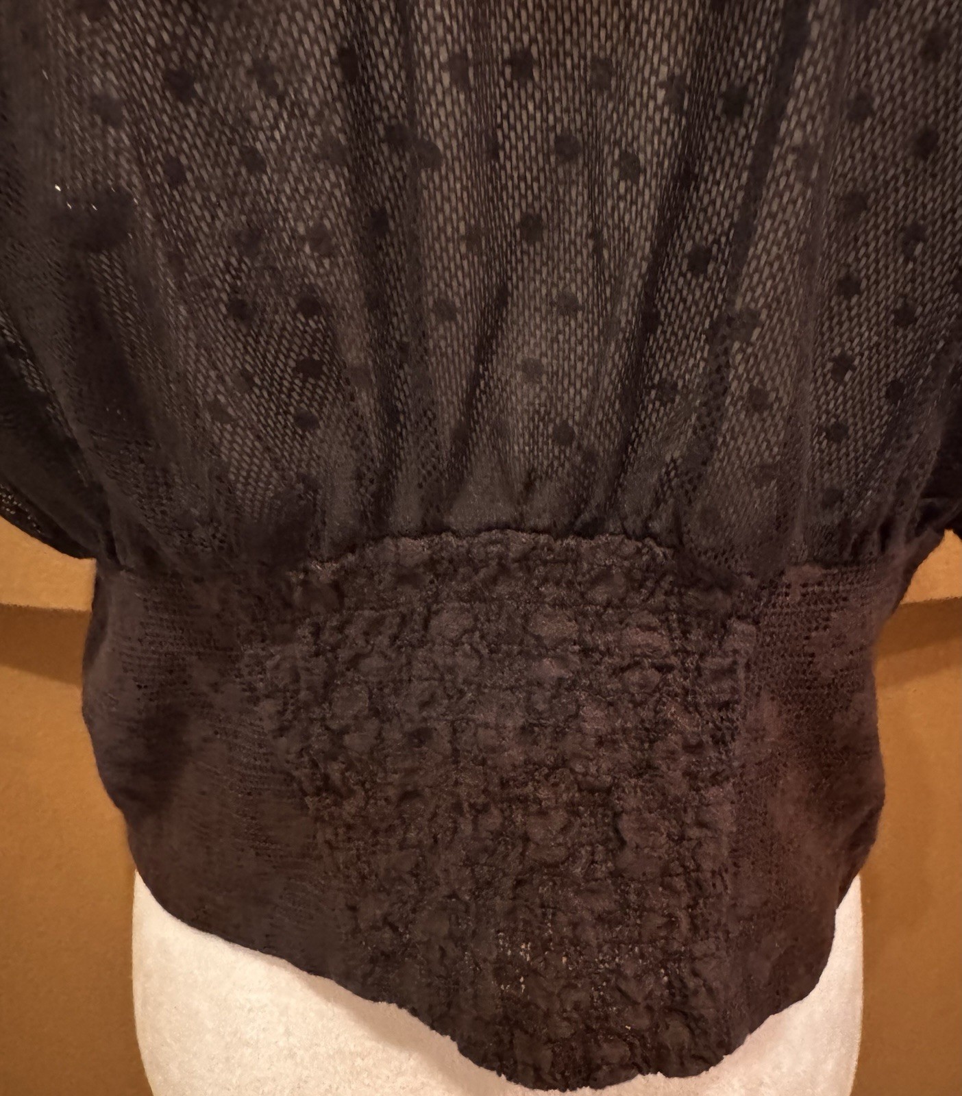 Free People NWT $78 Brown Lace Sheer Crop Heartstrings Top Size S