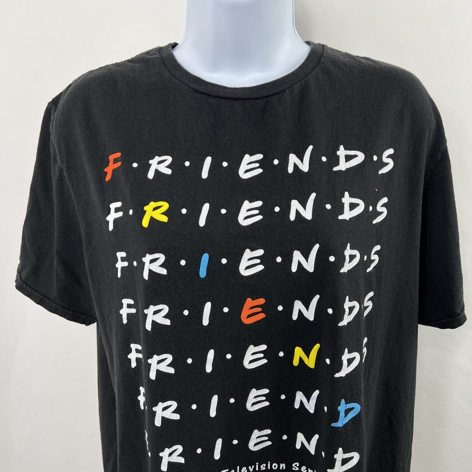Friends T Shirt Large Black Short Sleeve Crew Neck Tee Womens 100% Cotton Jersey