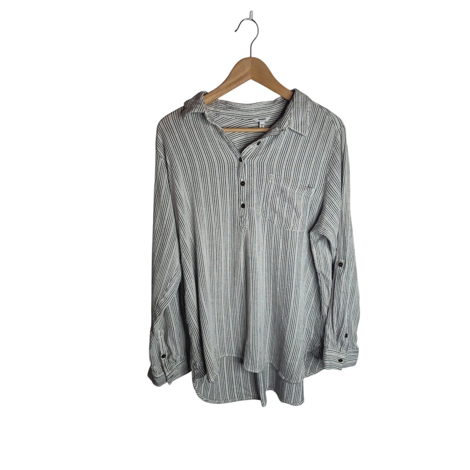 Sonoma Gauzy Long Sleeve Stripe Beach Cotton Blend Pullover XL