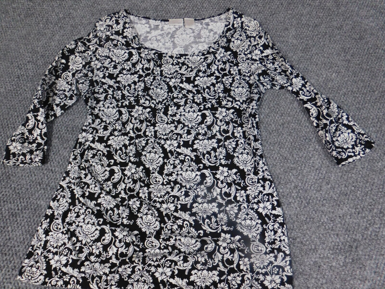 Spiegel Womens blouse Large black Floral pullover stretch