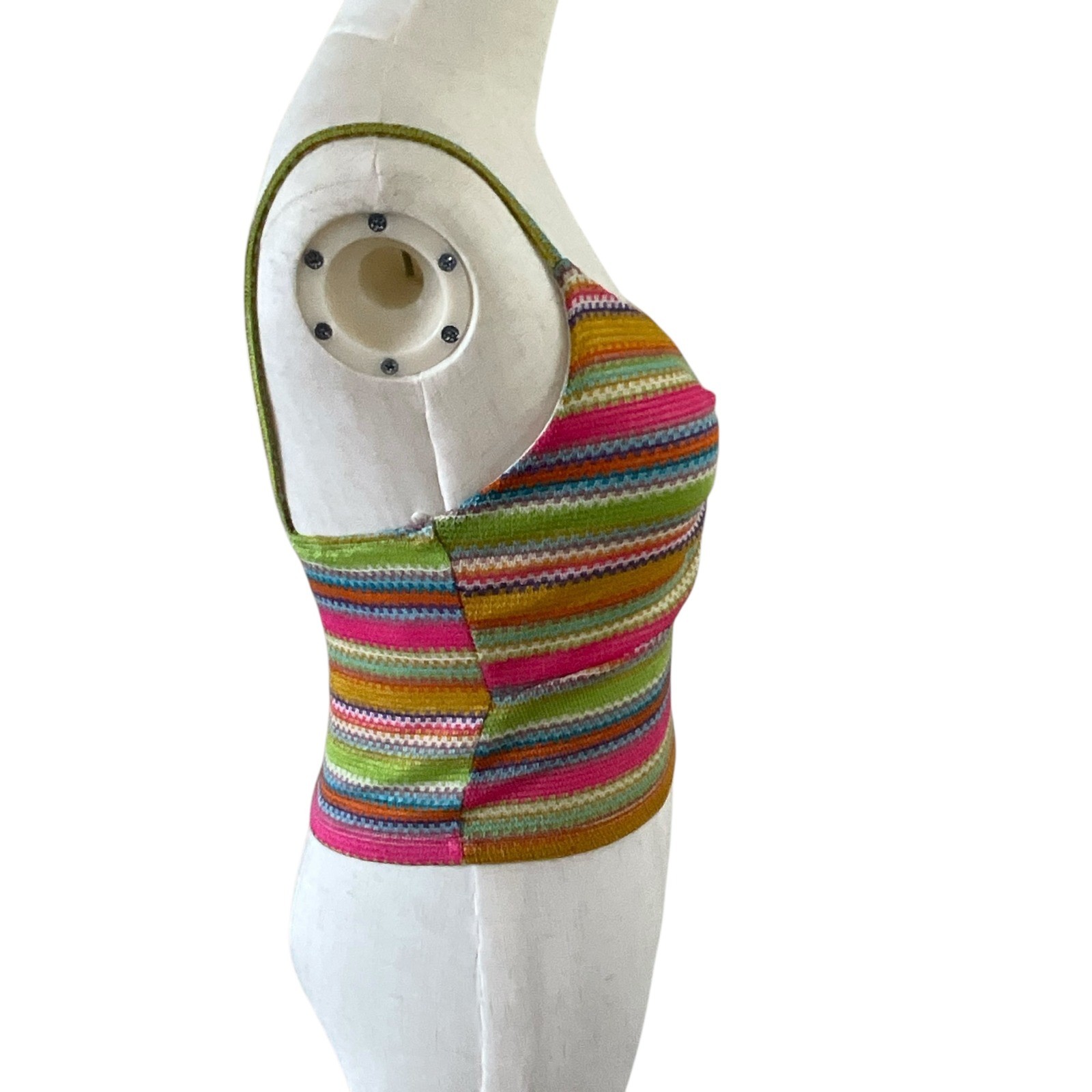 Sweet Rain Multicolor Striped Knit Cami Top Ruched Front Women’s Size Small
