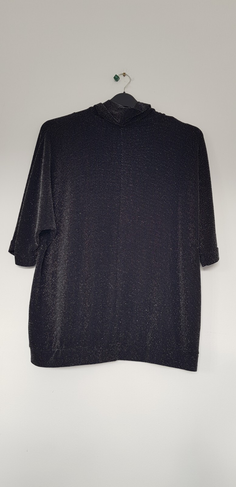 BNWOT Bonmarche Evening/Occasion Polo Neck Top in Black/Silver Metallic Size 16