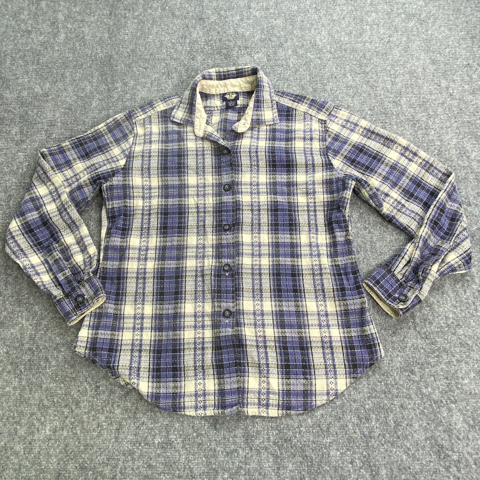VTG 90s Dockers Shirt Womens L Blue Plaid Americana Preppy Heritage Classic Work