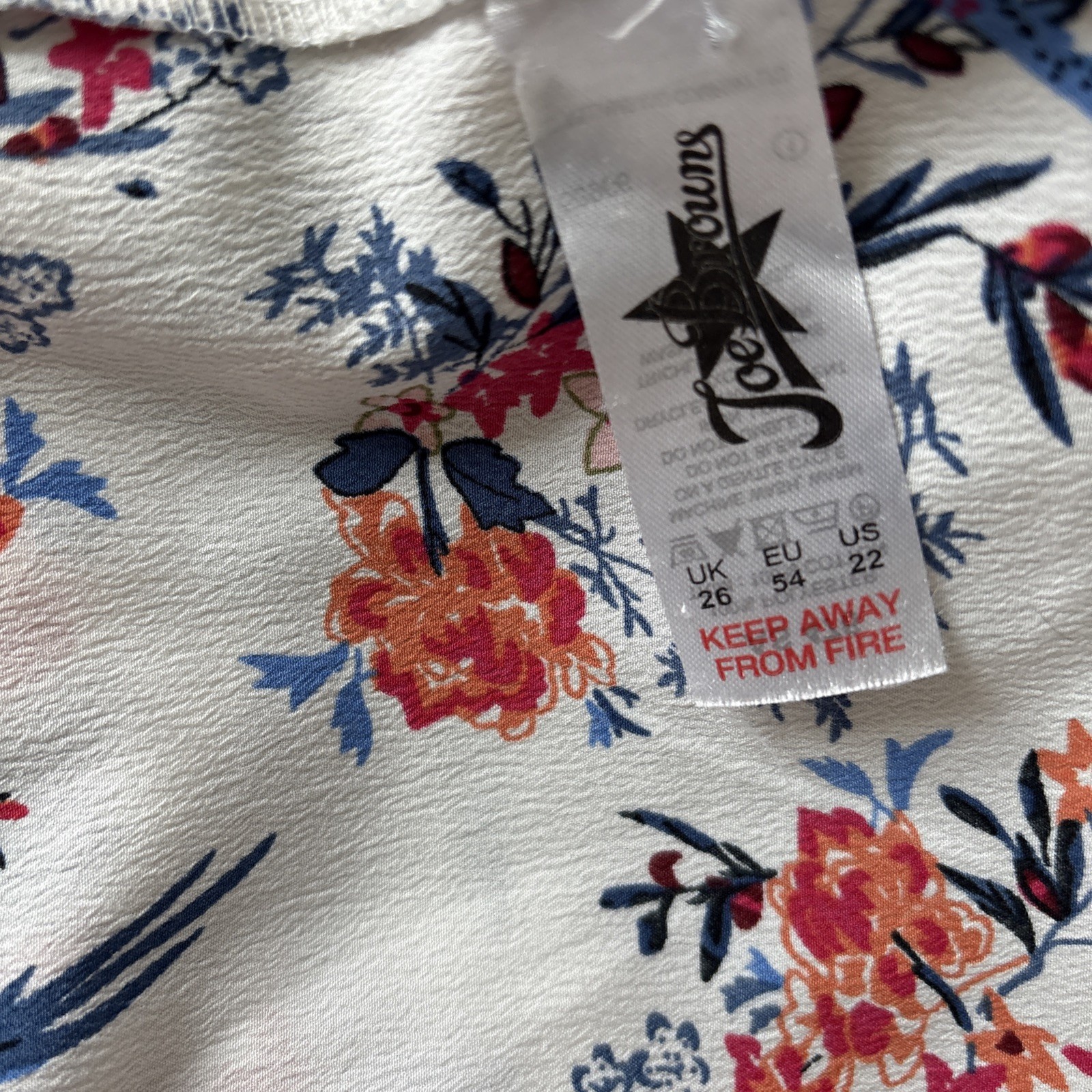 Joe Browns Womens Tunic Top 22 White Floral Bird Print Ruffle Lace Peasant Boho