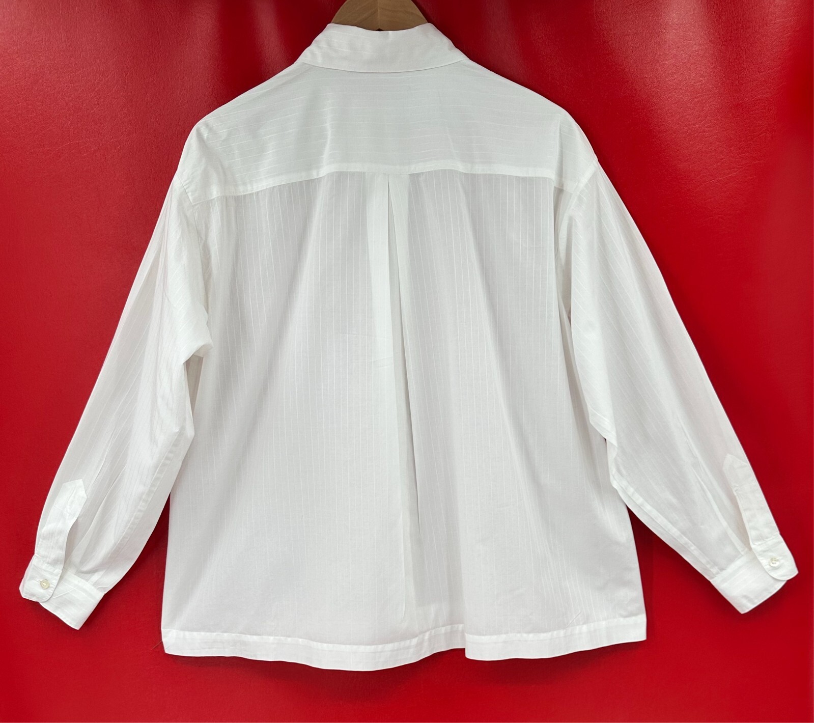 eskandar Boxy White Pin Striped 100% Cotton Blouse Top Dry Clean Sz 1 US 10 – 12