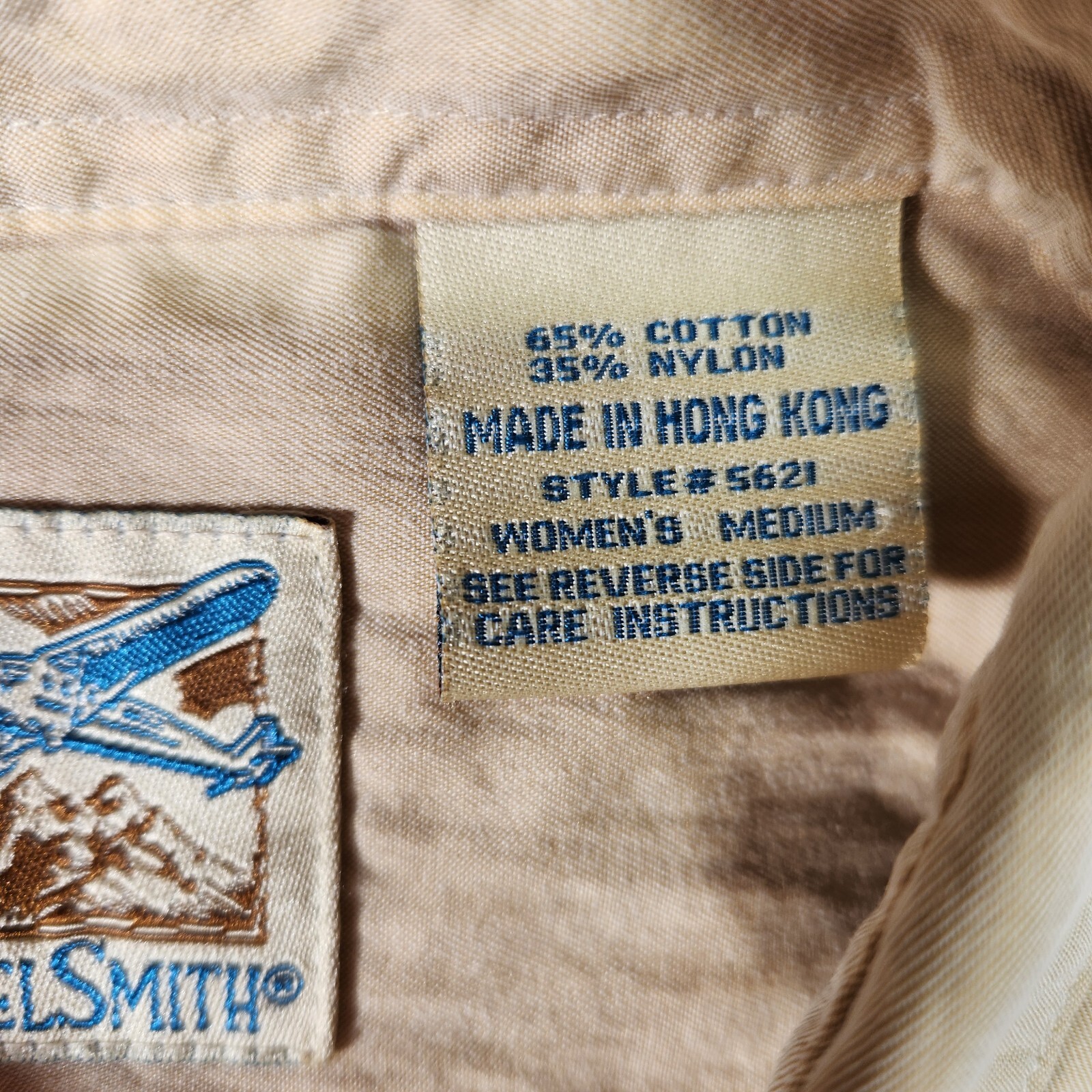 Travel Smith Shirt Womens Medium Beige Button Up Adventure Gorpcore Vented VTG