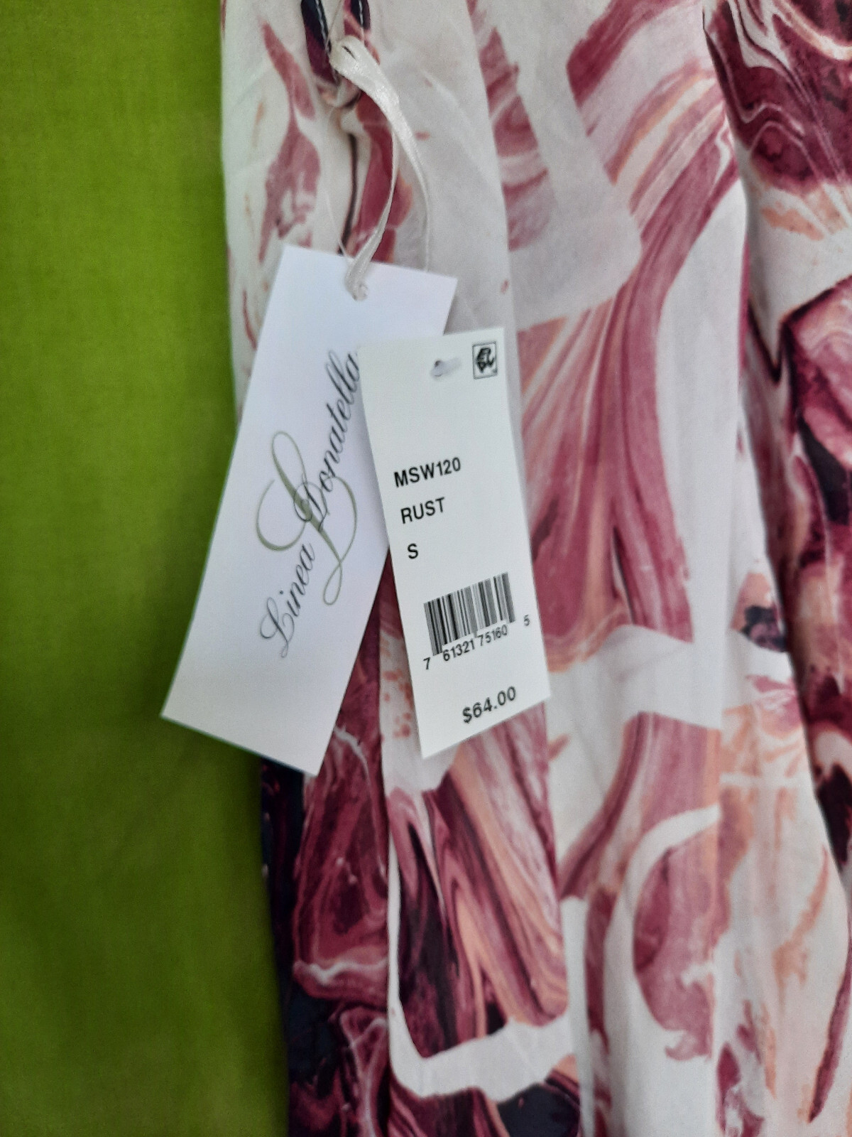 Linea Donatella Dress long women Size S marble Swirl Chiffon back to school NEW