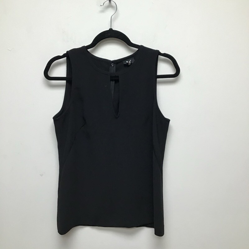 W By Worth Womens Blouse Black Knit Sleeveless Keyhole Darts Jewel Neck Zip 8