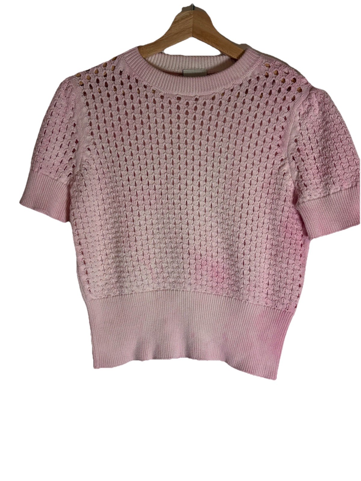 VARLEY Pink Denny Crochet Knit Cropped Top, Tie Dye Features, Sz M.