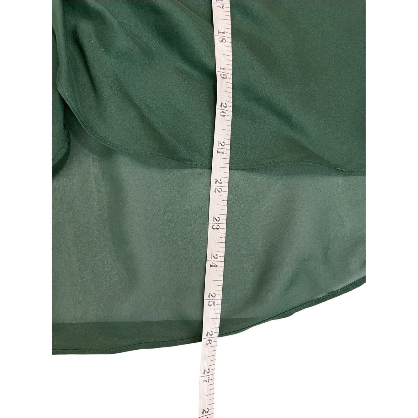 Ladaire 100% Silk Sheer Twist Front Blouse Emerald Green XL
