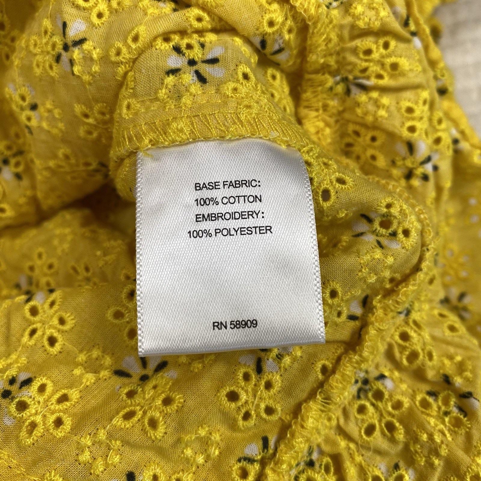 A Loves A Womens Floral Eyelet Ruffle Cottage Boho Yellow Top Size L Zip Back