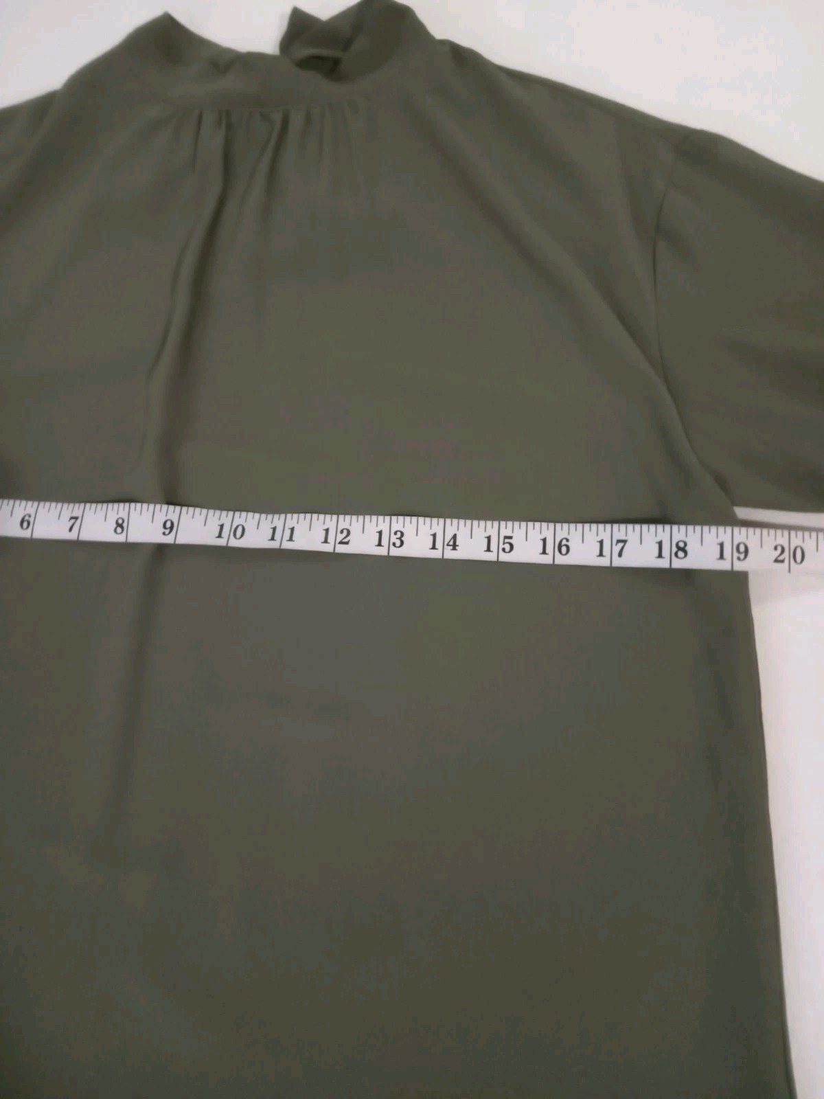 NEW Naked Zebra Womens Small High Neck Green Pullover Flutter Sleeve Top Bow Tie