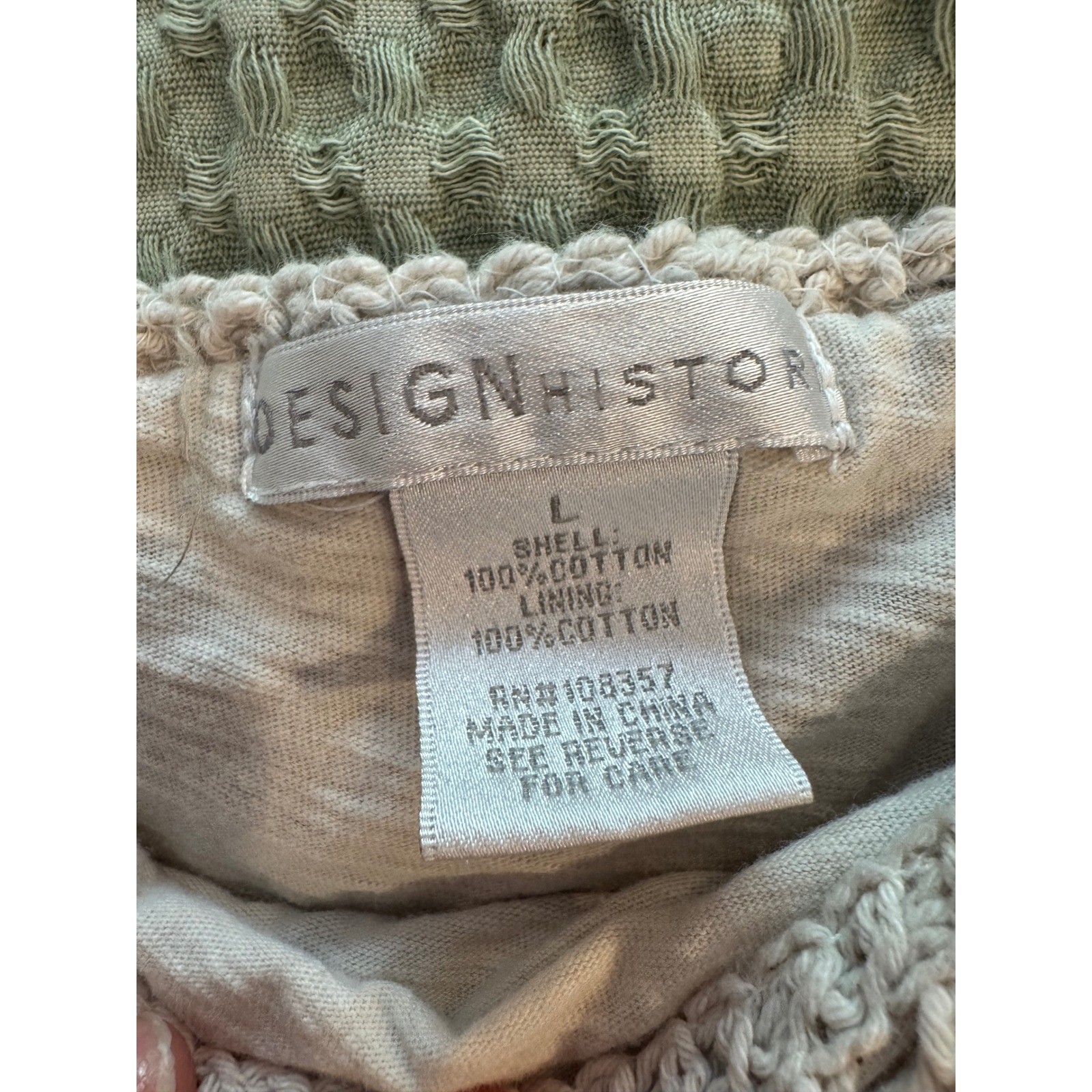 Design History Beige Boho Crochet Tank Top Cotton Ruffle Sleeve Scallop Hem L