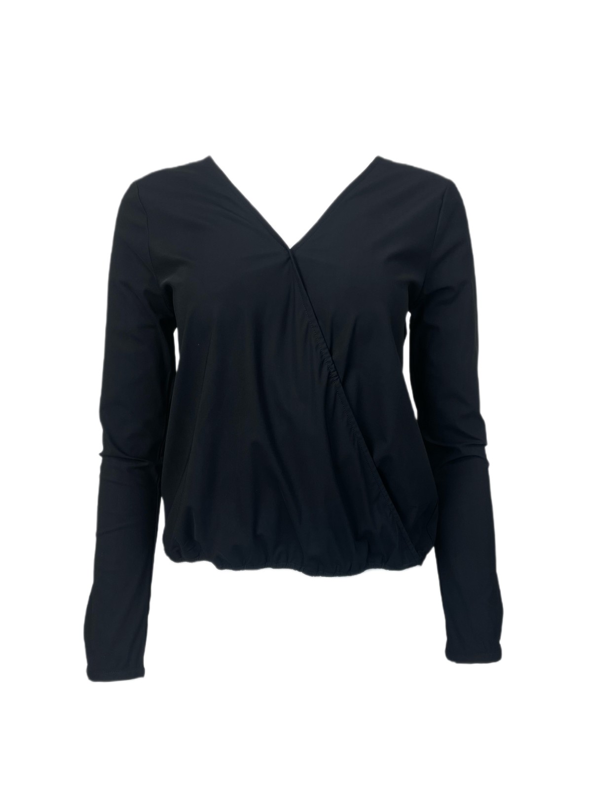 ECRU Women’s Black V-Neck Wrap Blouse #3982 S NWT