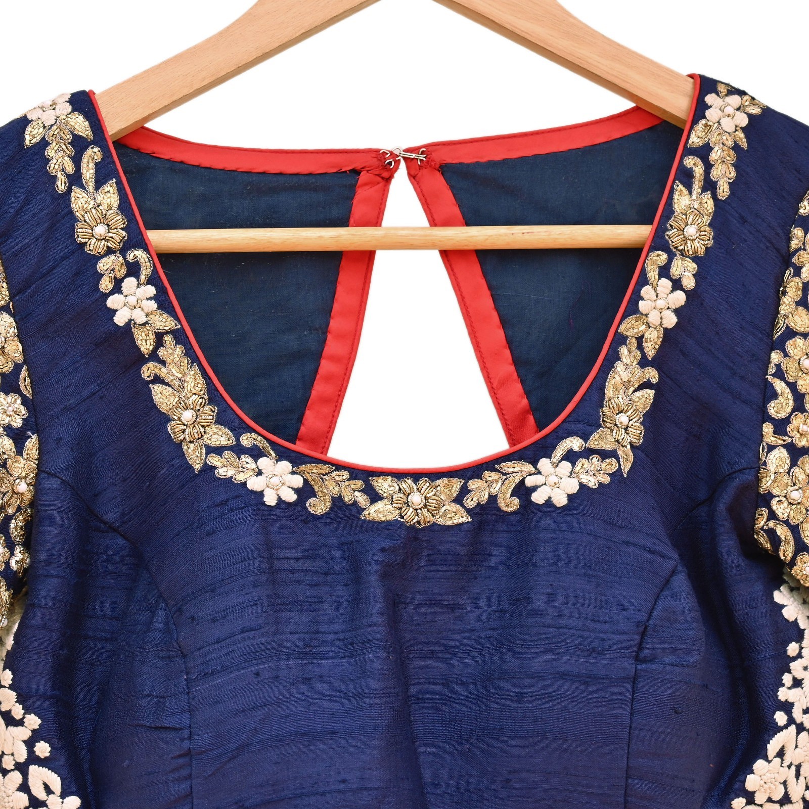 Indian Vintage Heavy Blue Raw silk Hand Embroidered Designer Sabyasachi Blouse