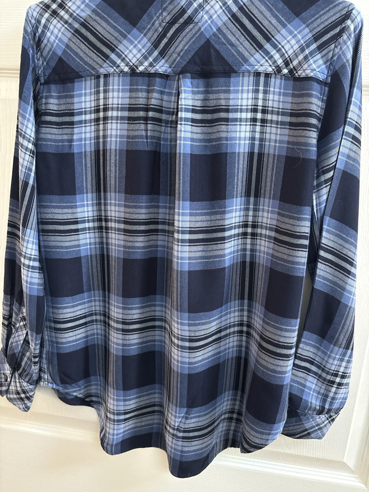 Rails Blue Plaid Collared Long Sleeve Button-Up Blouse Shirt Top Size S