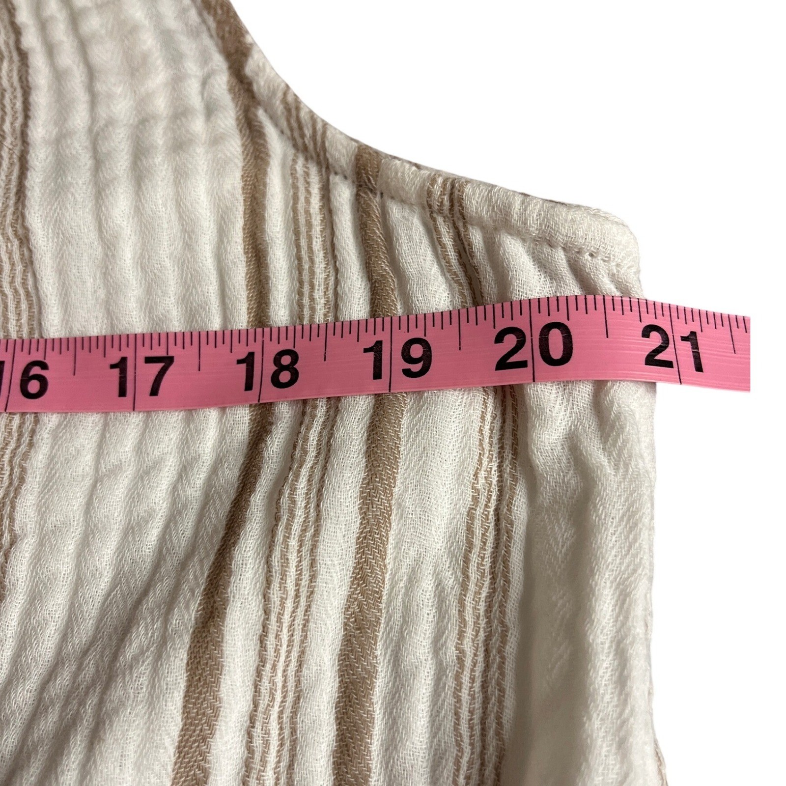 EVEREVE Striped Sleeveless Top White Brown Size XL 100% Cotton Neutral Boho Tank