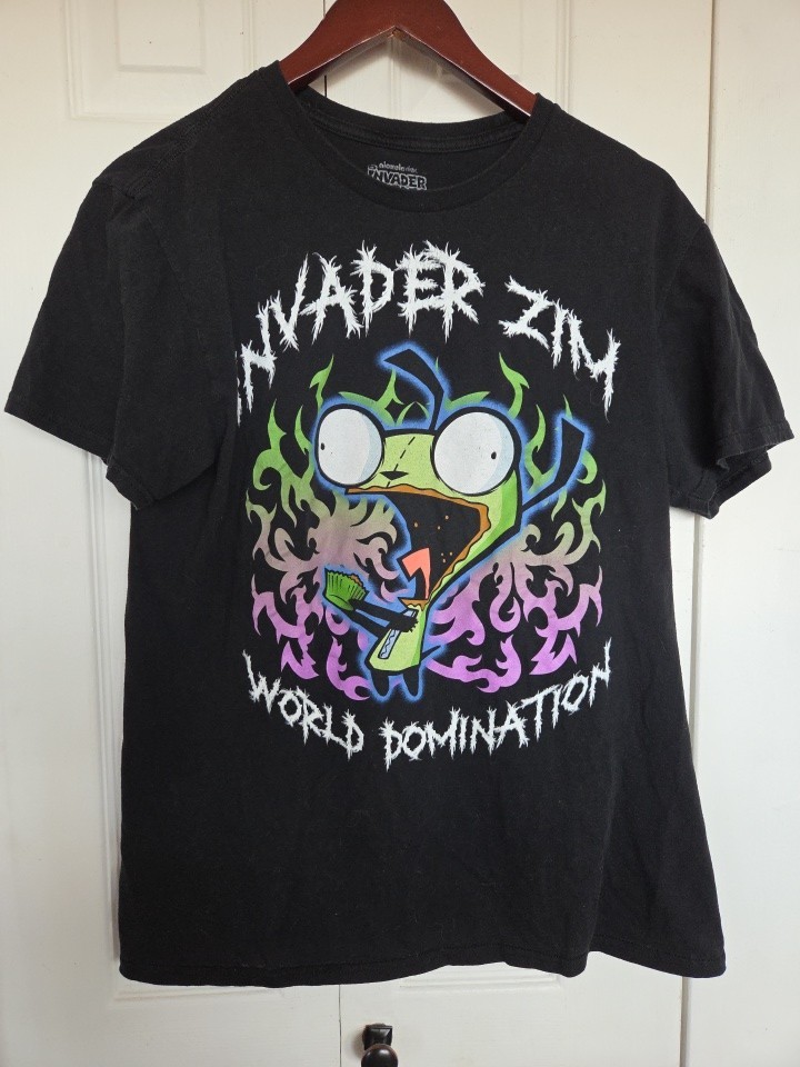 Nickelodeon Women’s T-Shirt Invader Zim World Domination Suze Medium Black