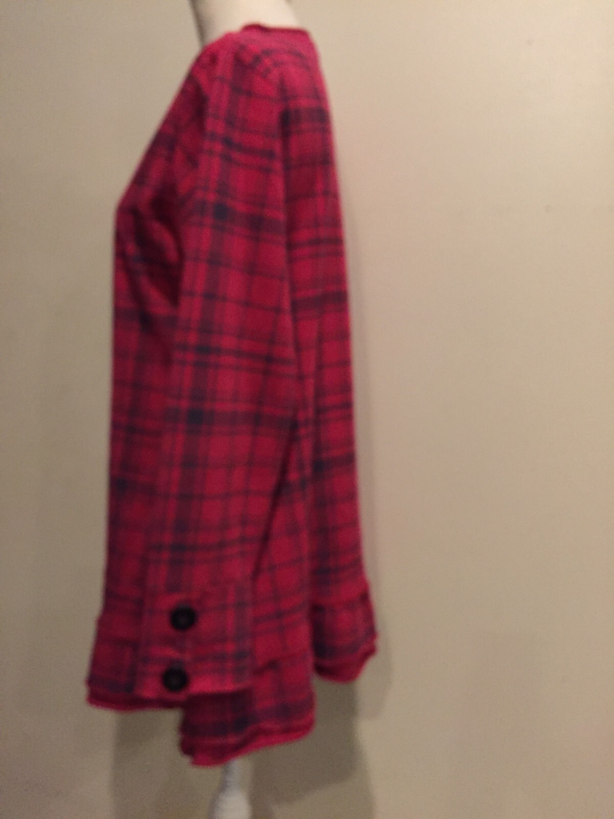 Wild Palms Long Tunic Top, Small, Long sleeves, Ruffles 100% cotton machine wash