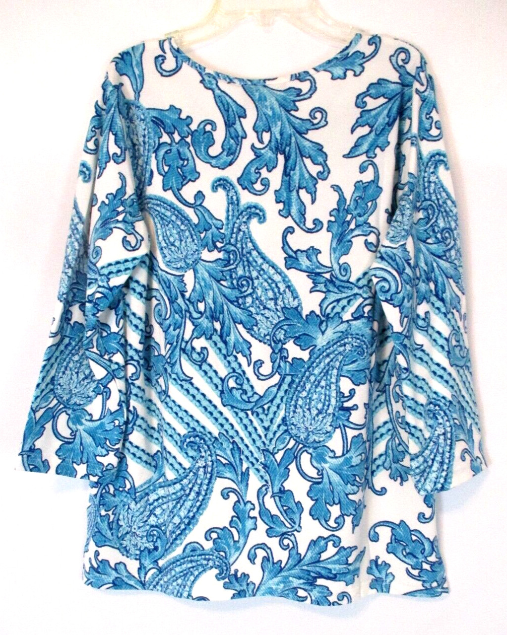 Bob Mackie Paisley Knit Shirt Blue Sz Small Pull On A375590 Women CB1E