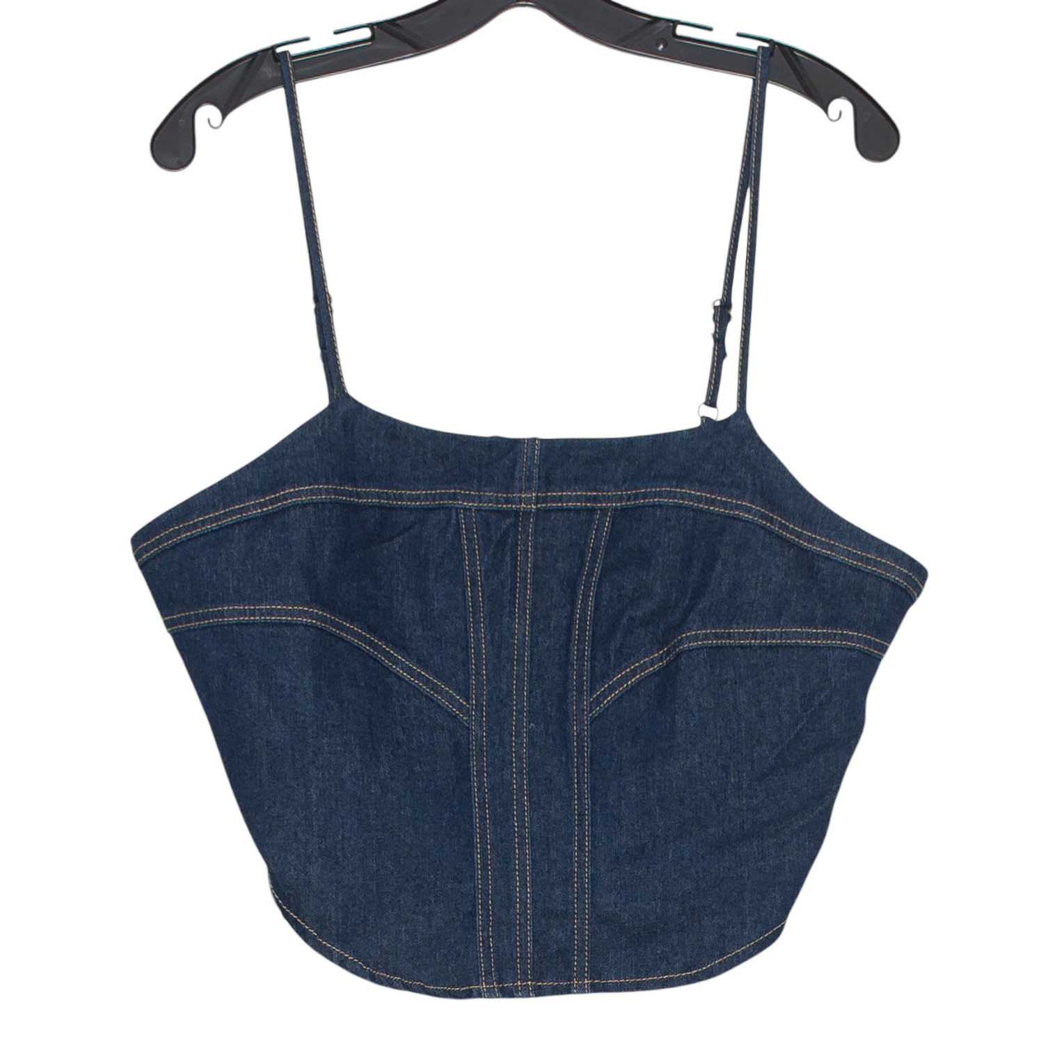 NWT Sincerely Jules Crop Top Denim Minimalist Retro Boho Cowgirl Western Blue XL