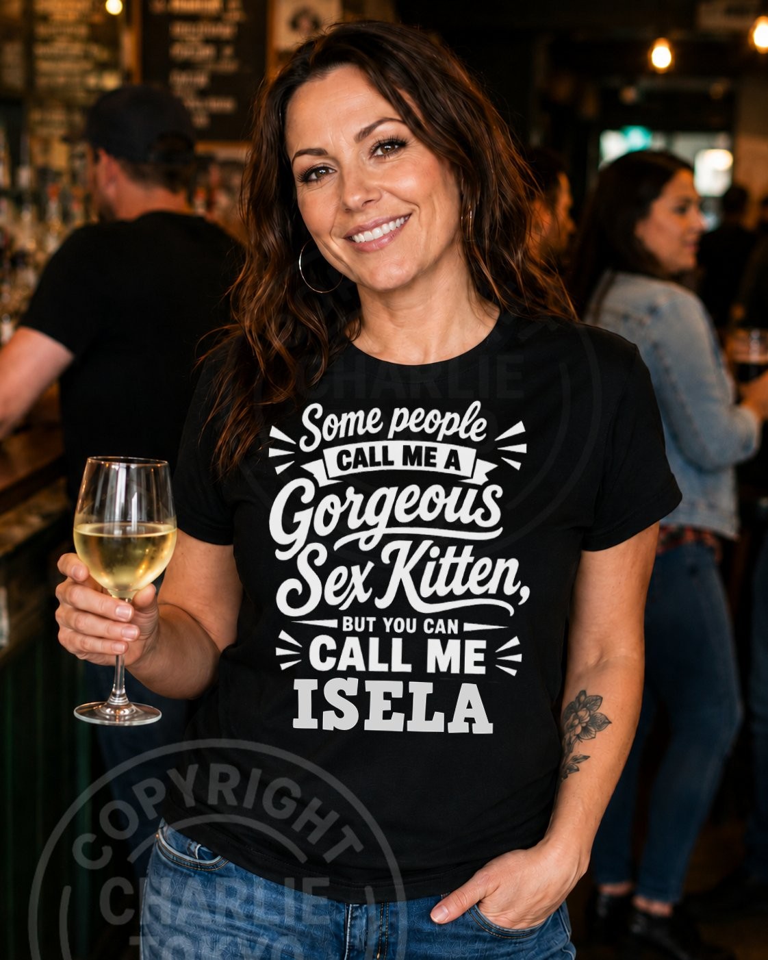 Isela Women’s Black T-Shirt Funny Birthday Gift
