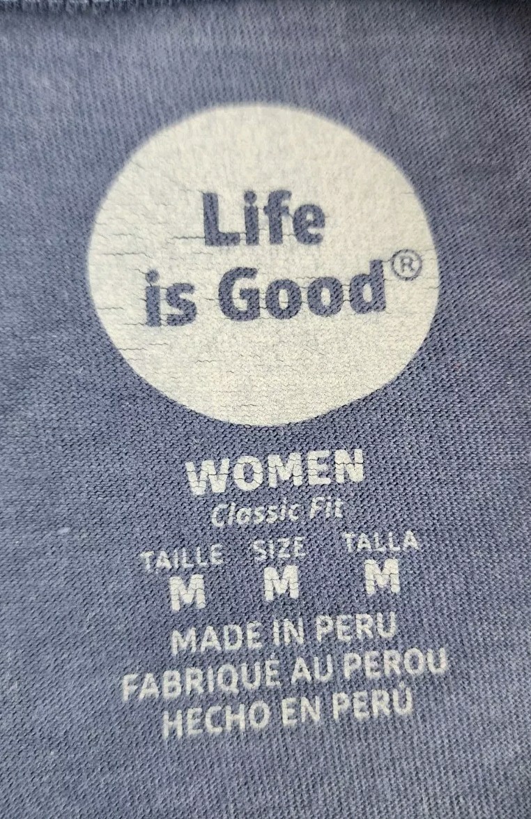 Life Is Good Shirt Womens Medium York Beach Maine Sandals Flip Flops Ladies A42