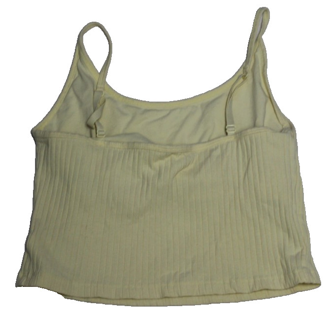 Old Navy Ribbed Spaghetti Strap Crop Top Women’s Size L Yellow Lined Stretch Y2K