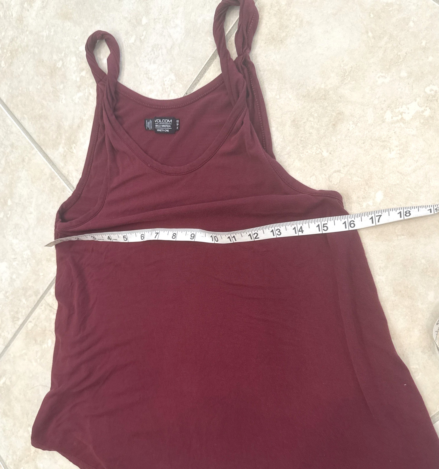 Volcom Burgundy Red Racerback Tank Top Sz XS Twist Straps Casual Top Beach Gym