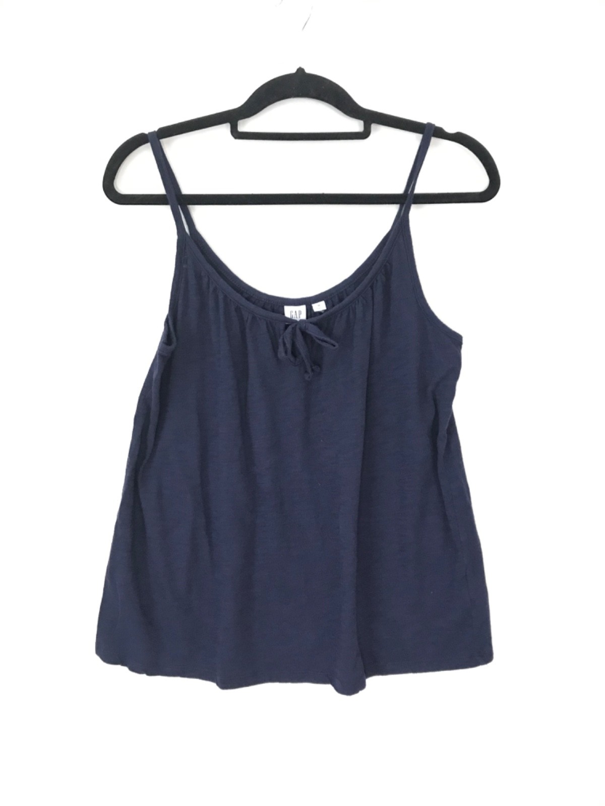 Gap Stretch Women’s Navy Blue Spaghetti Strap Tank Top W/ Tied Bow Front Size M