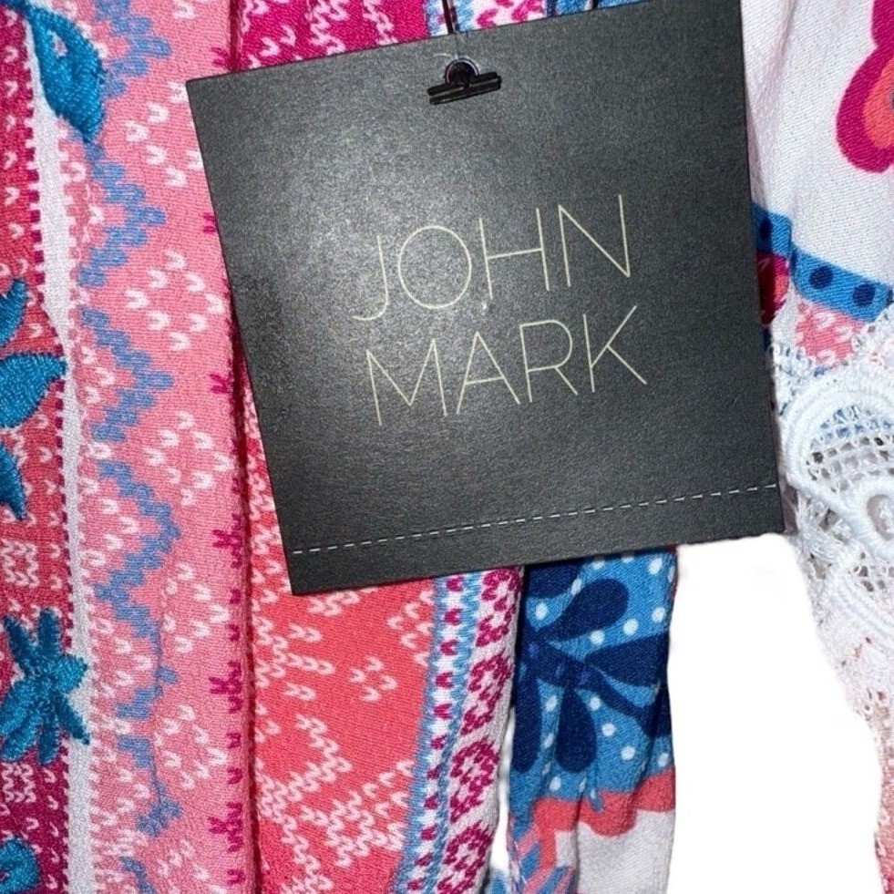John Mark Womens Size Medium Paisley Pink Floral Boho Tunic NWT