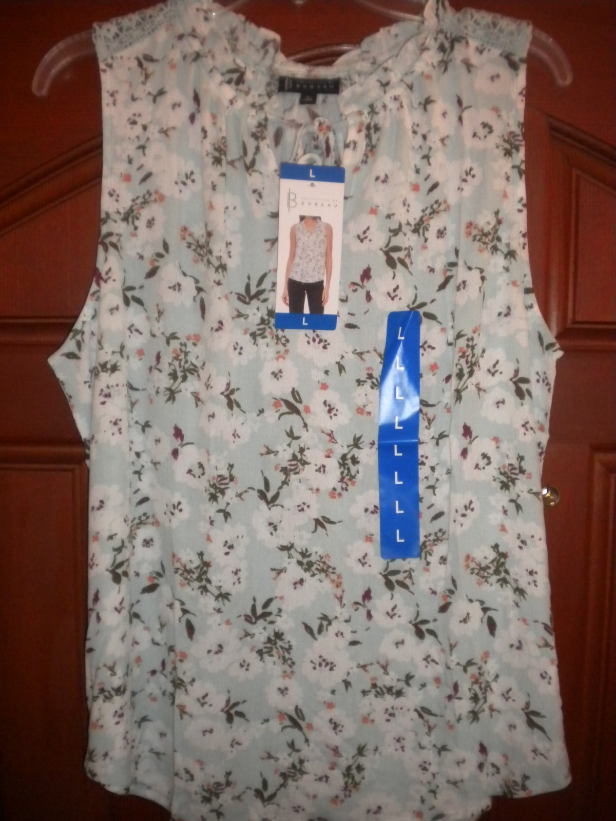 Bobeau Collection Women’s Size Large Mint Floral Rayon Sleeveless Tank Top NWT