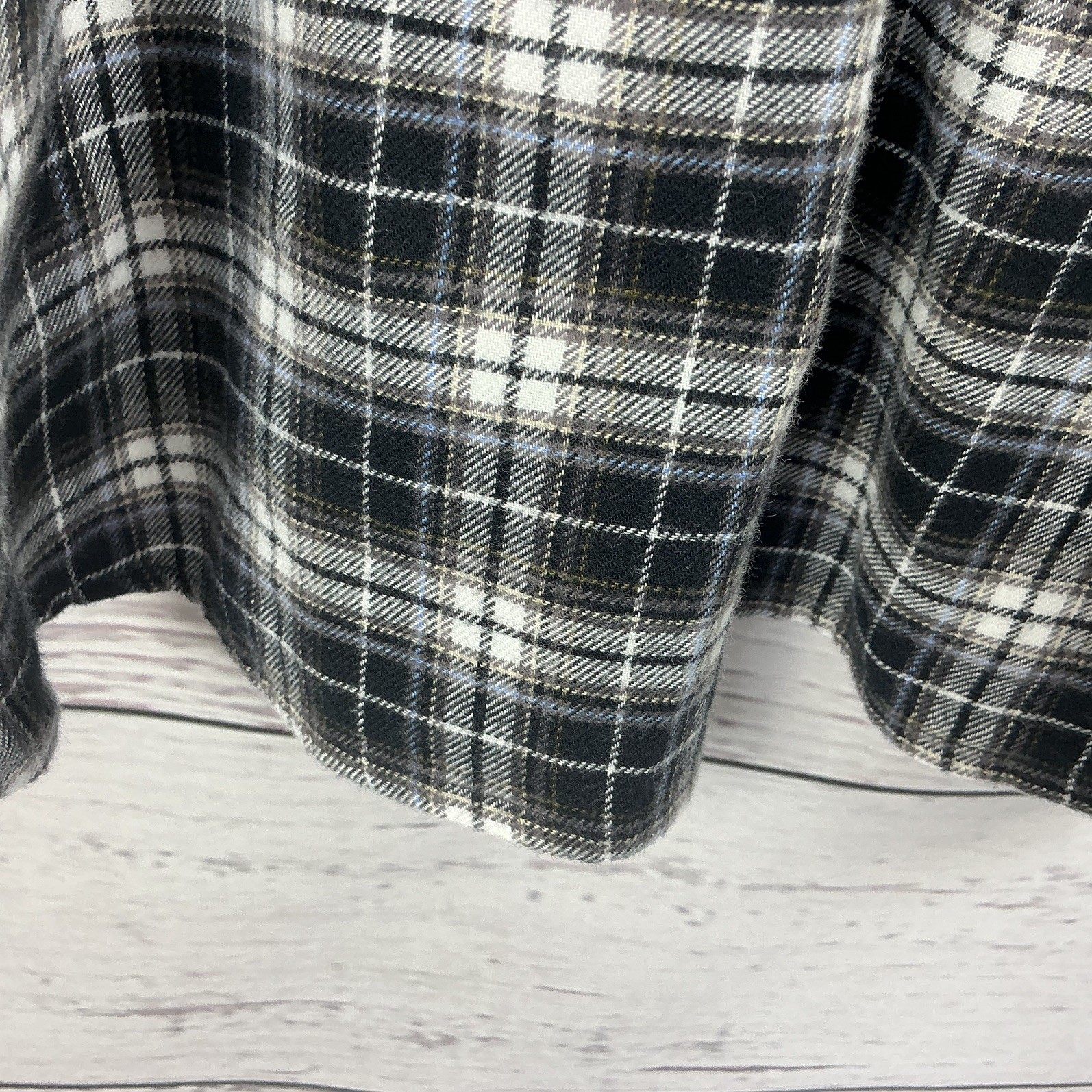 Marks & Spencer Shirt Size 20 Reg Black Check Brushed 100% Cotton Long Sleeves