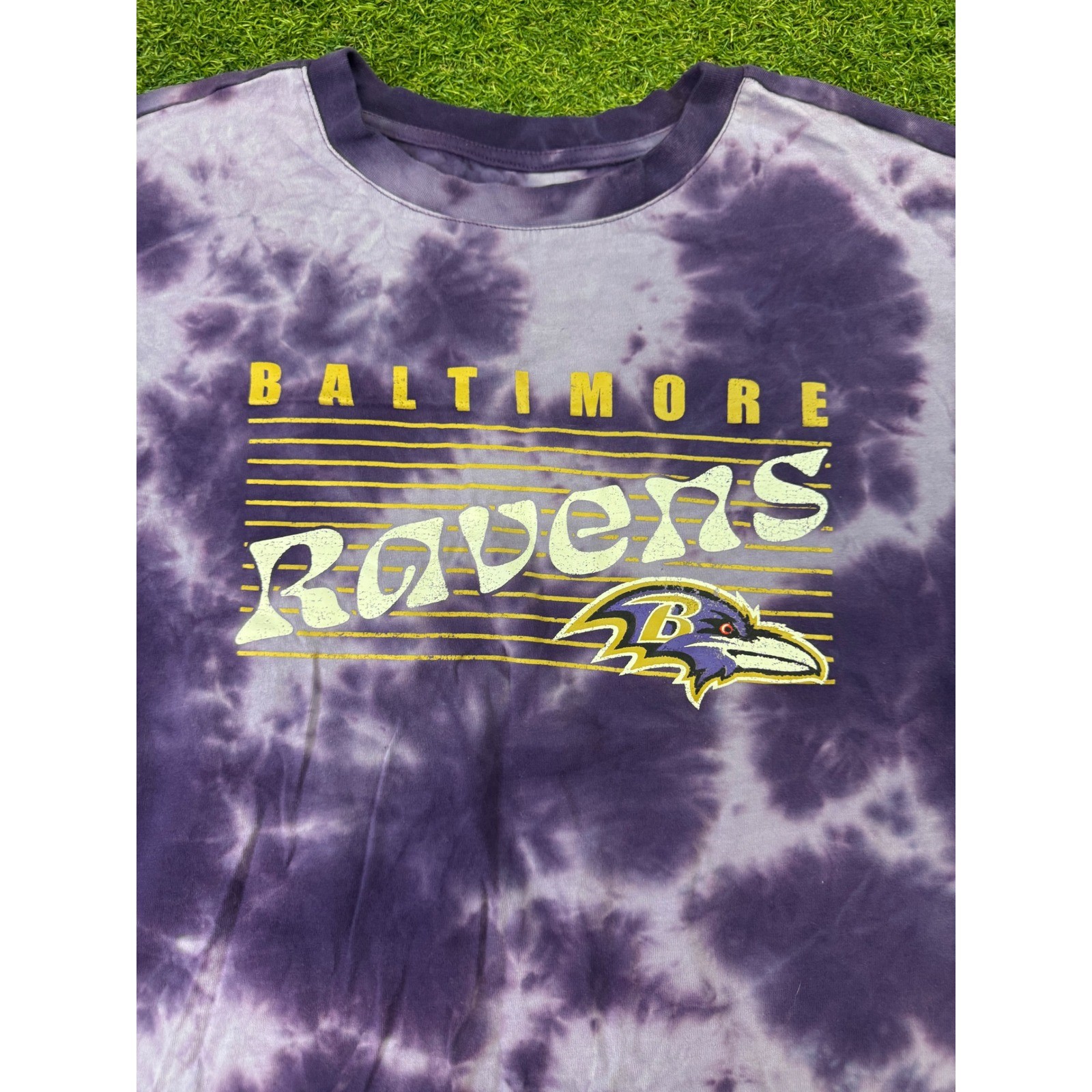 Baltimore Ravens Tie Dye Cropped Long Sleeve Shirt XL Purple