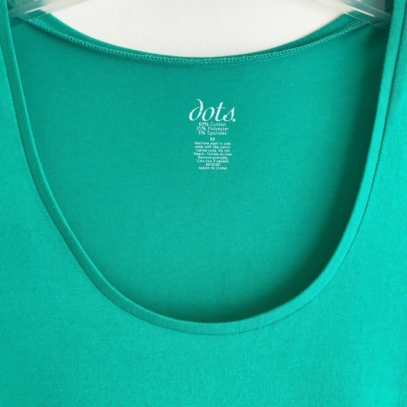 DOTS Women’s Bright Aqua Green Round Neck Cotton T-Shirt Top Size S M
