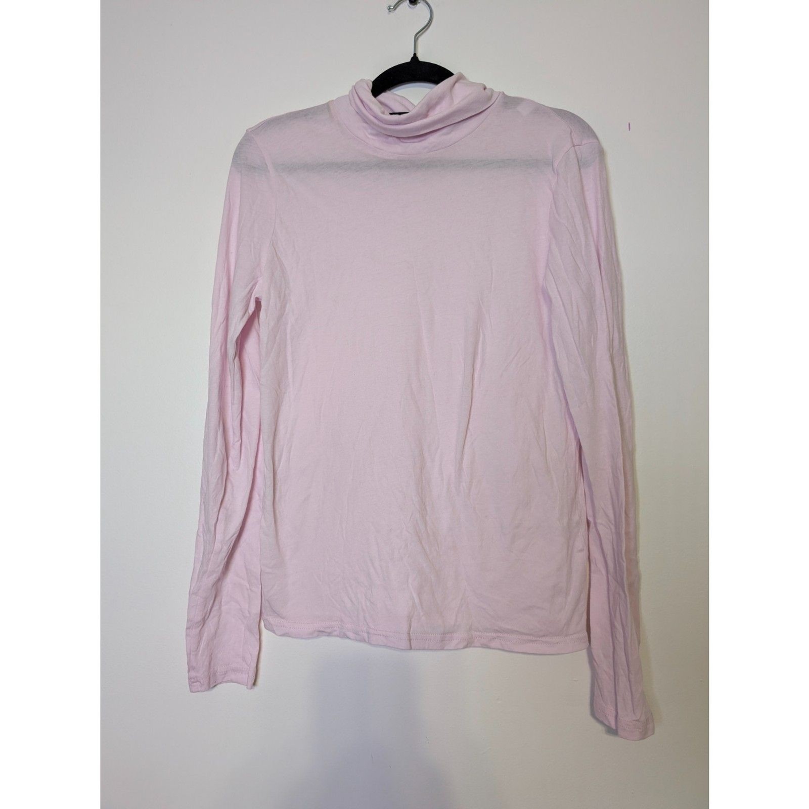 J.Crew Feather Jersey Turtleneck Top Pink 100% Cotton Size Small CN176 Soft Girl