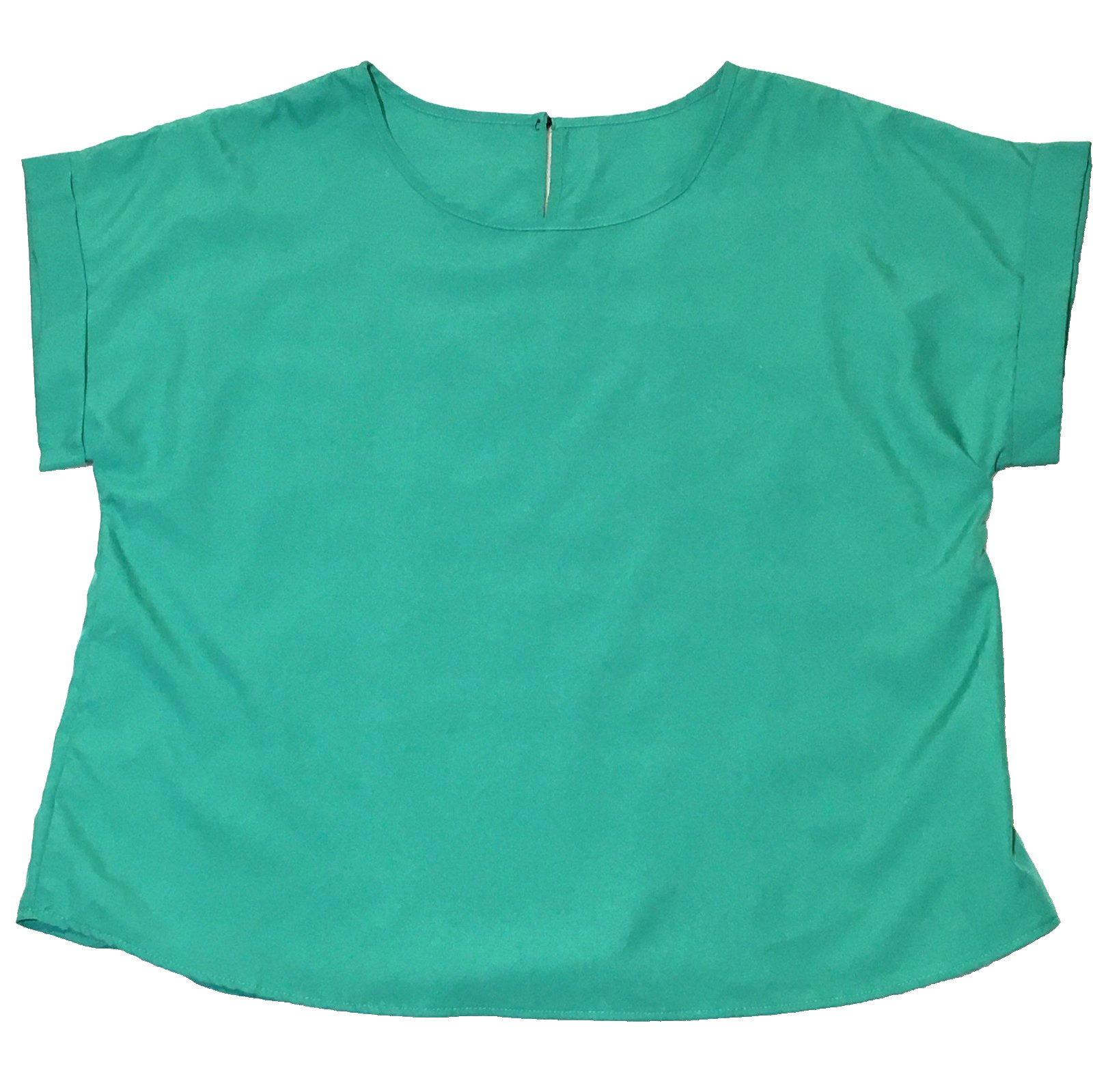 Women’s Green Short Sleeve Plus Size Blouse Round Neck Modest Workwear Sz 0XL