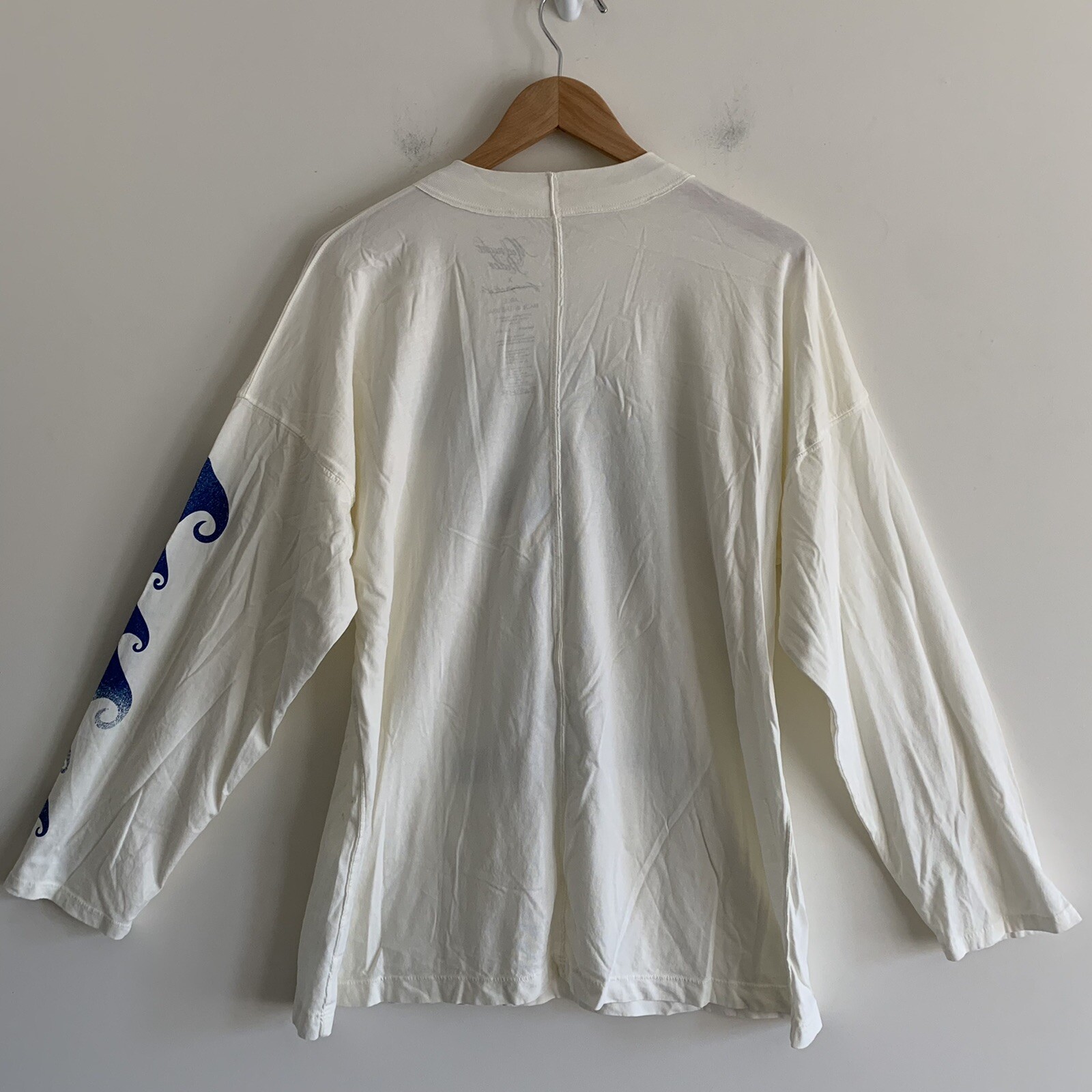 Free People Palm Tree Long Sleeve White Tee Shirt Extra Small