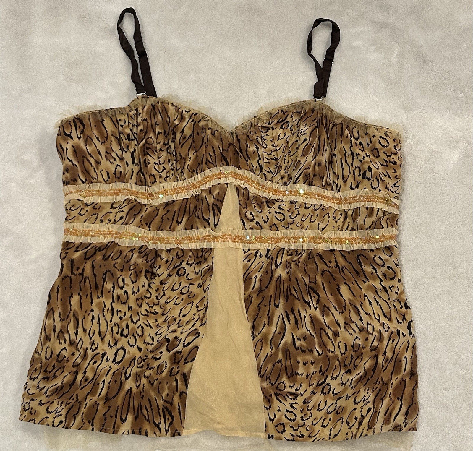 Sweet Lucci Women’s Leopard Animal Print Corset Camisole Top – Size 16 – NWT