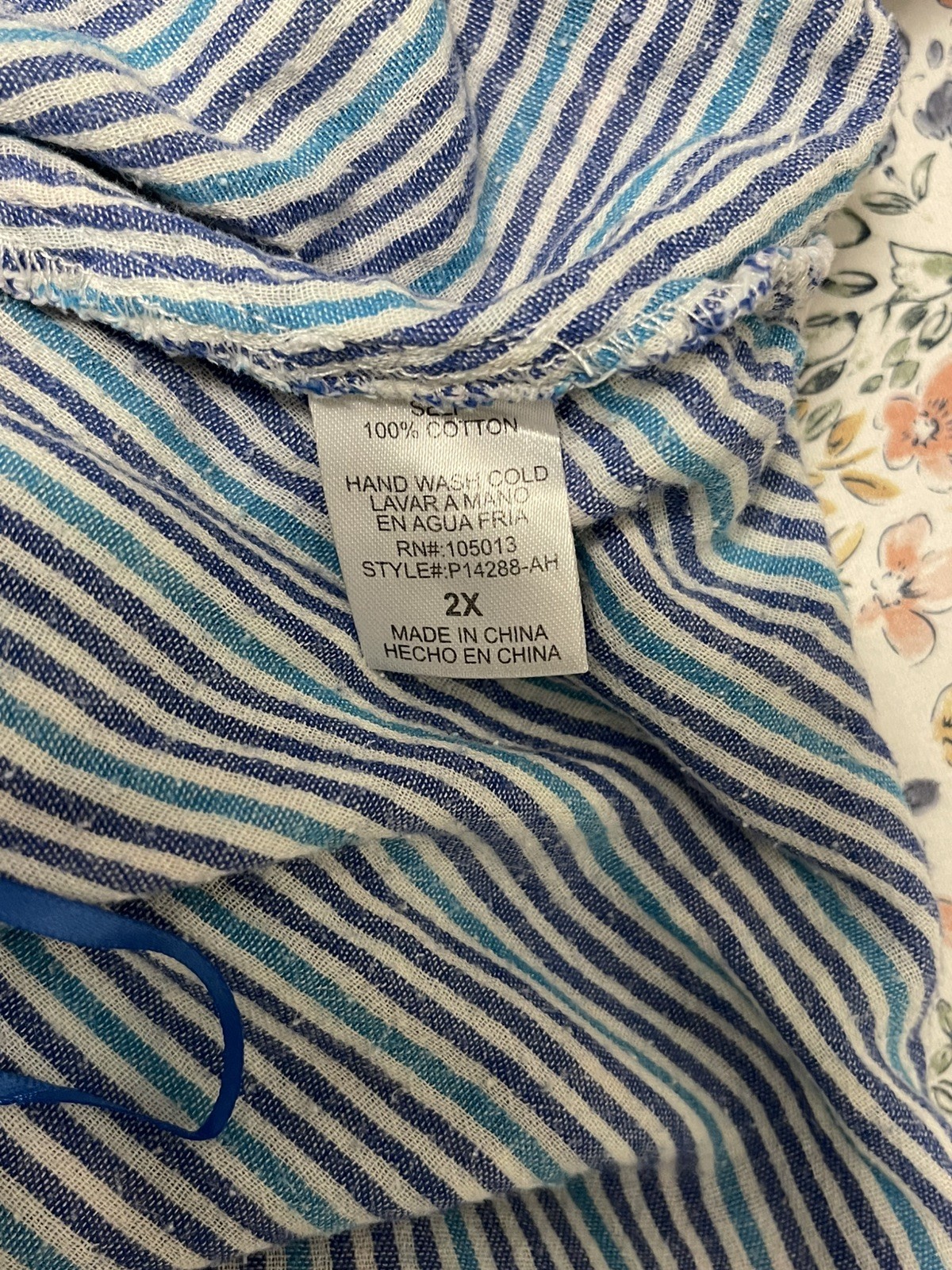 Angel Heart Boutique Embroidered Top Plaid Boho, Vacation Laganlook 2XL