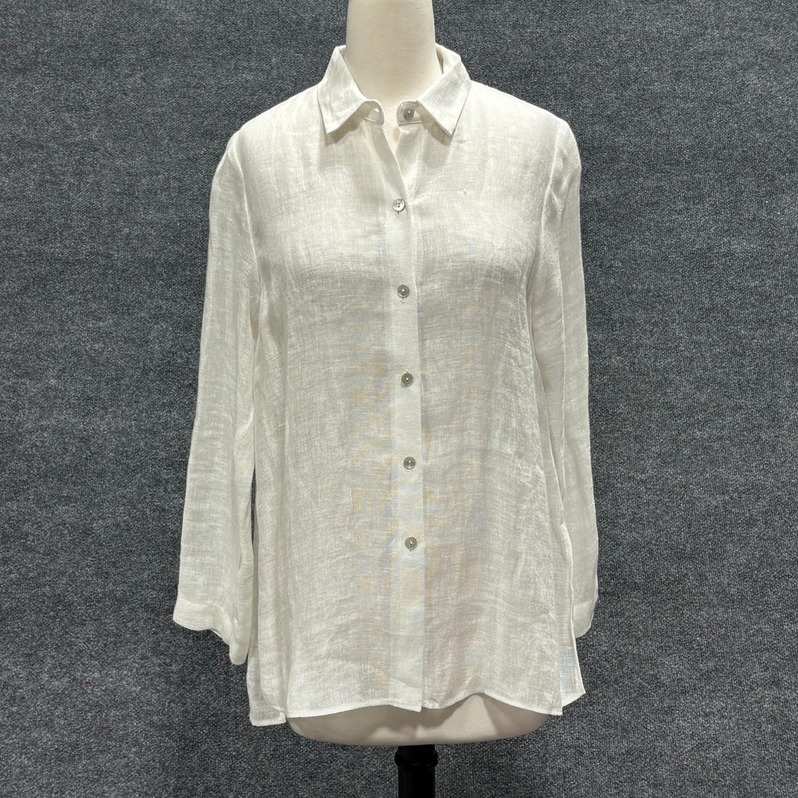 Staples Los Angeles Shirt Womens XS White Linen Button Front Tunic Top